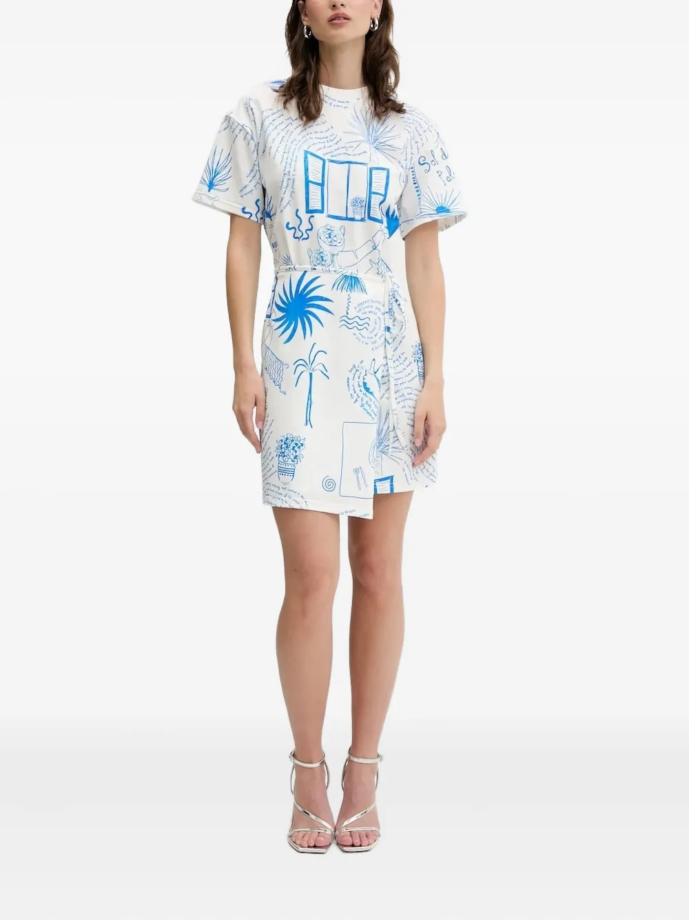 NEVER FULLY DRESSED printed mini dress Blauw