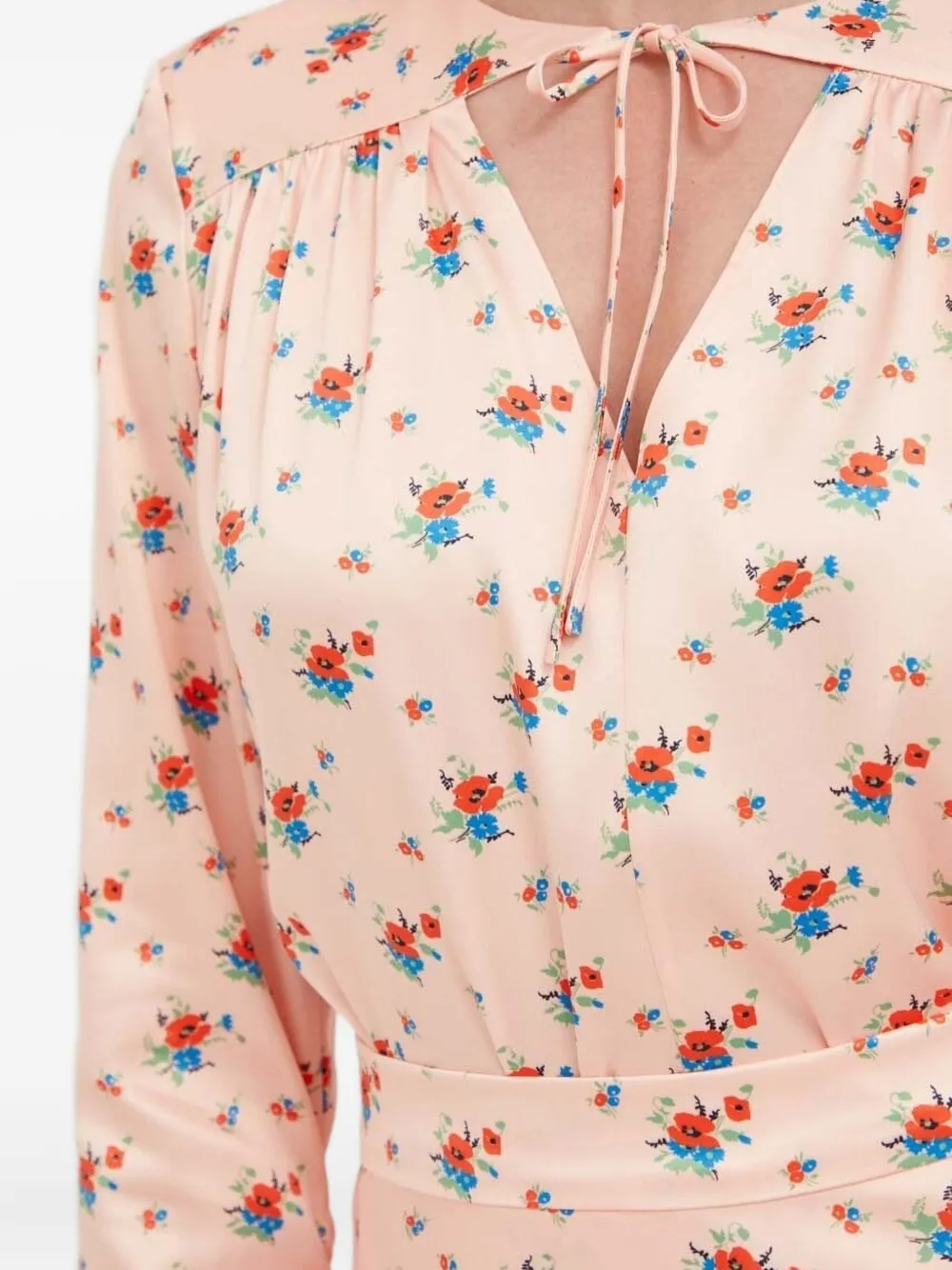 Notes du Nord Top met bloemenprint en gestrikte hals Roze