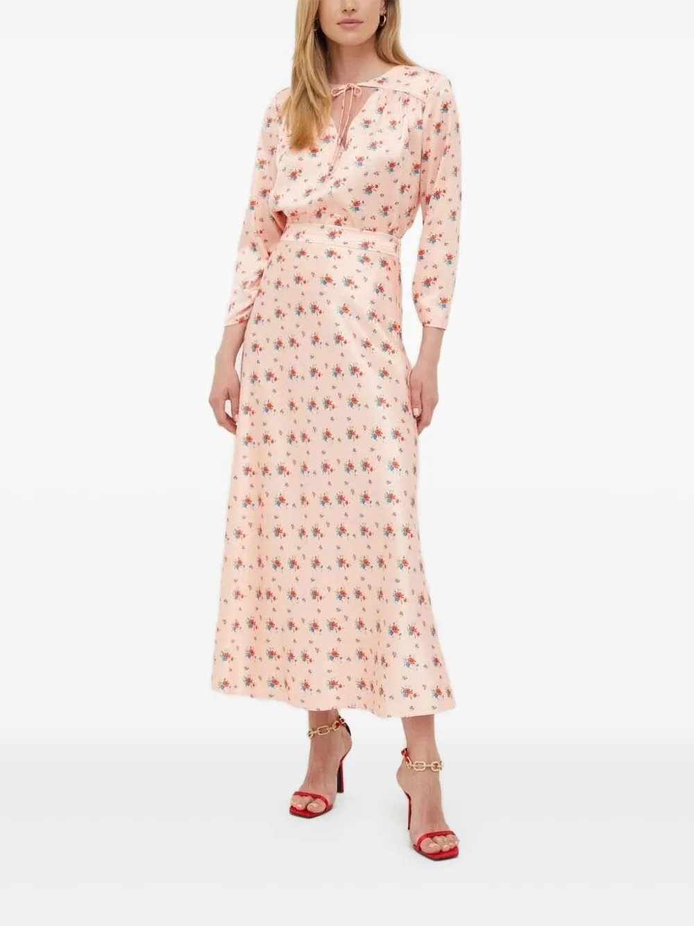 Notes du Nord floral-print tie-neck top - Roze