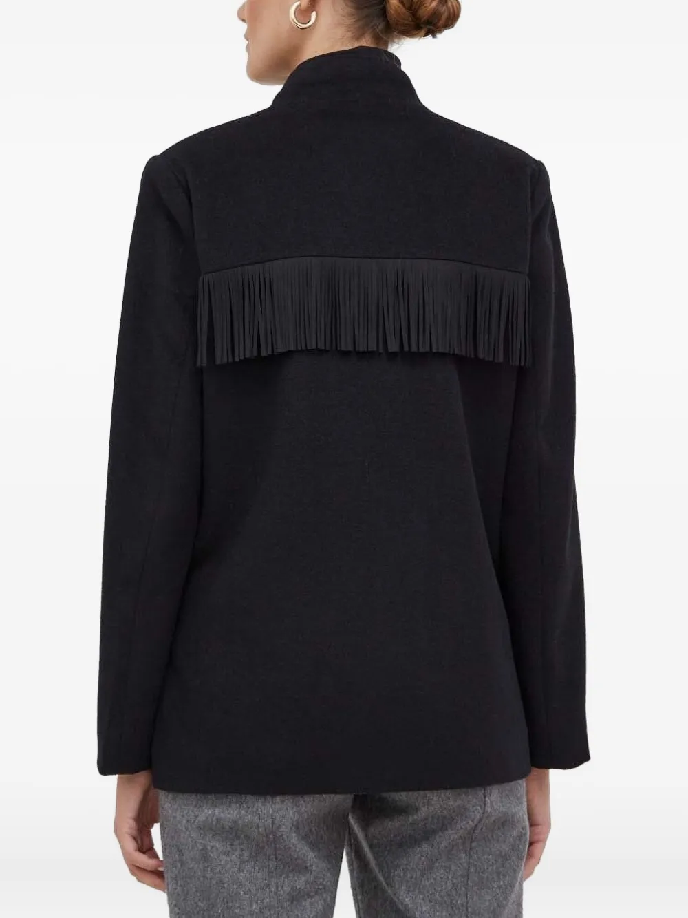 Notes Du Nord Fringe-detail Button-down Jacket In Black