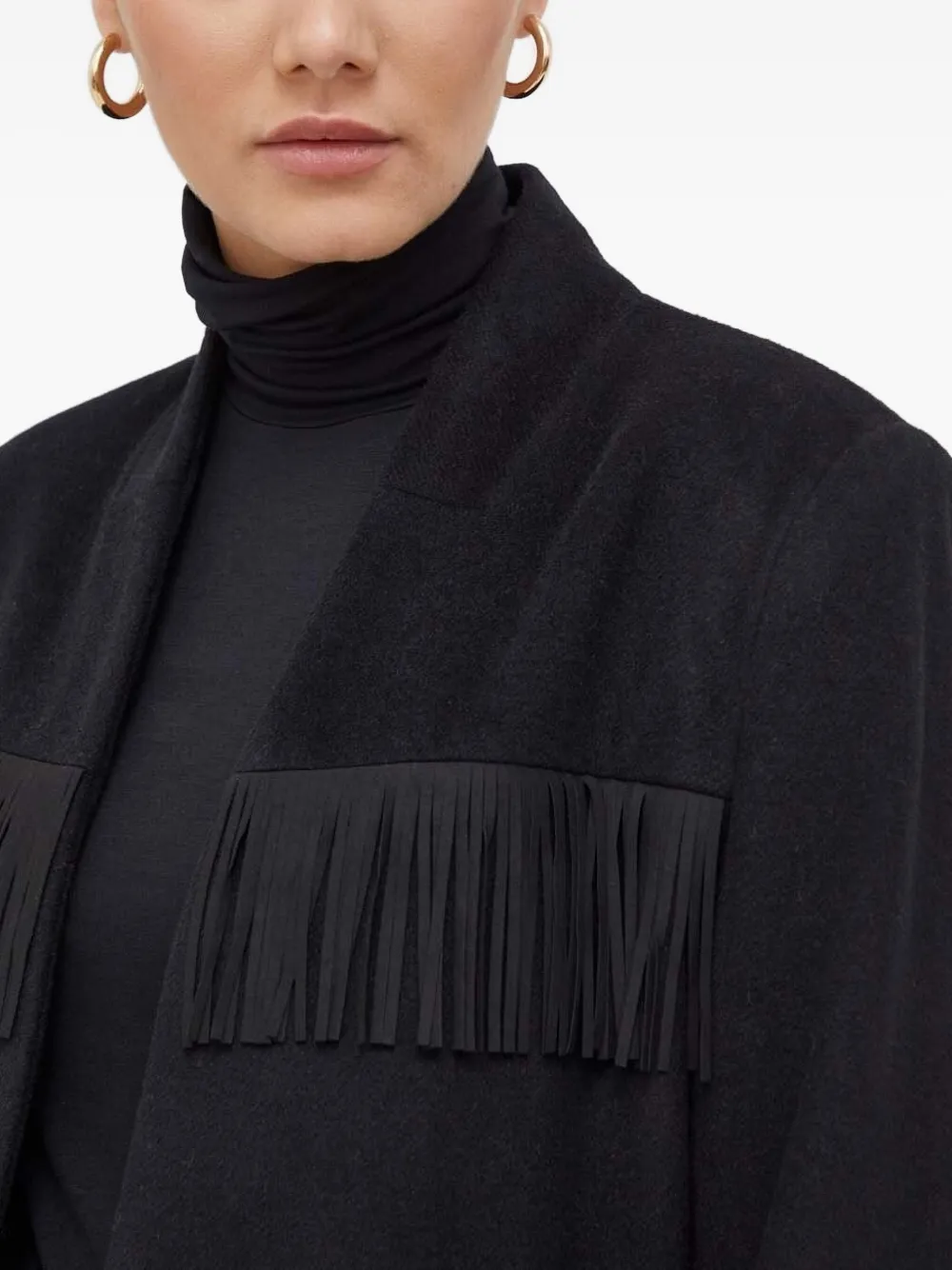 Notes Du Nord Fringe-detail Button-down Jacket In Black