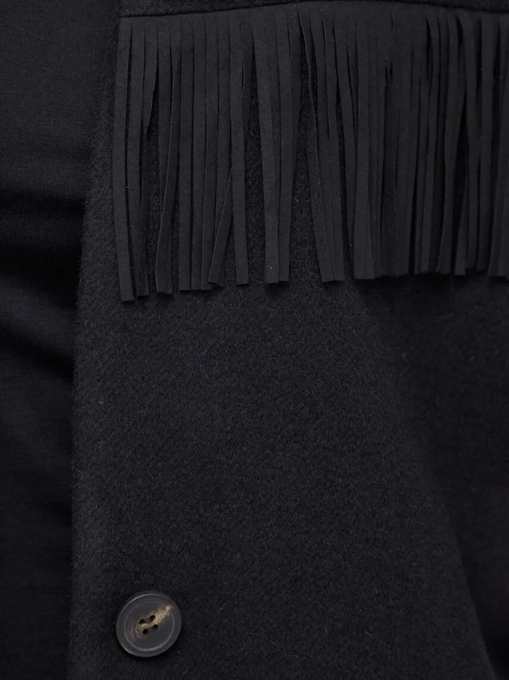 Notes Du Nord Fringe-detail Button-down Jacket In Black