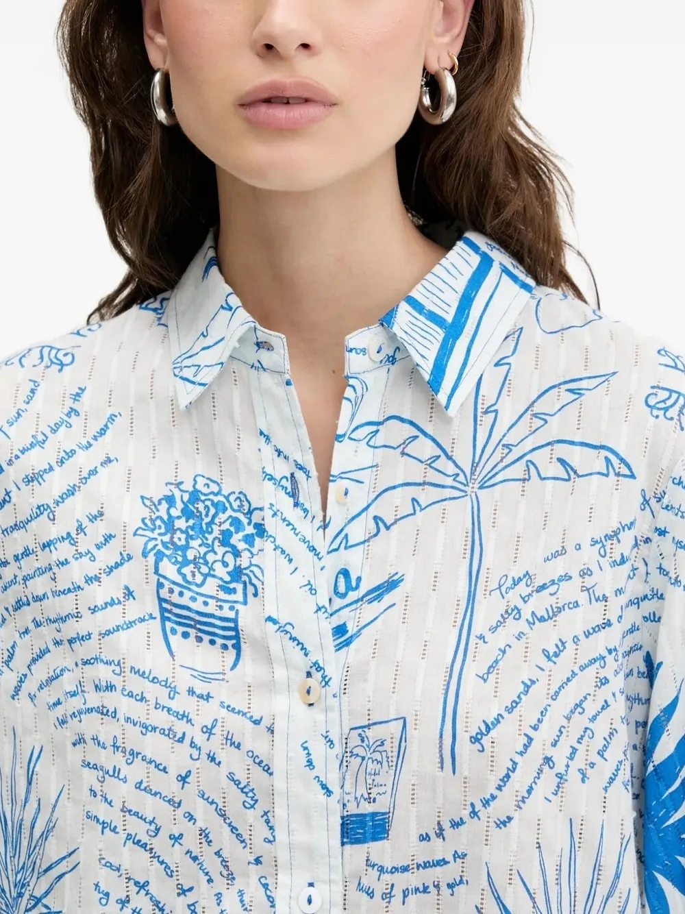 NEVER FULLY DRESSED Blouse met ruches en print Wit