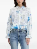 NEVER FULLY DRESSED ruffled-sleeves printed shirt - White