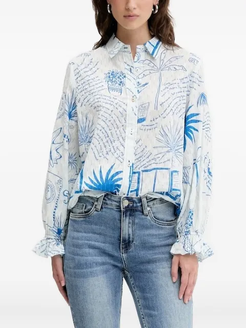 NEVER FULLY DRESSED ruffled-sleeves printed shirt