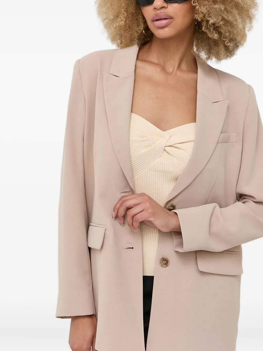 Notes du Nord Blazer met enkele rij knopen Beige