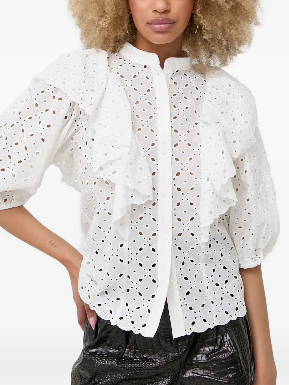 Notes du Nord Blusa Honey con ricamo - Bianco