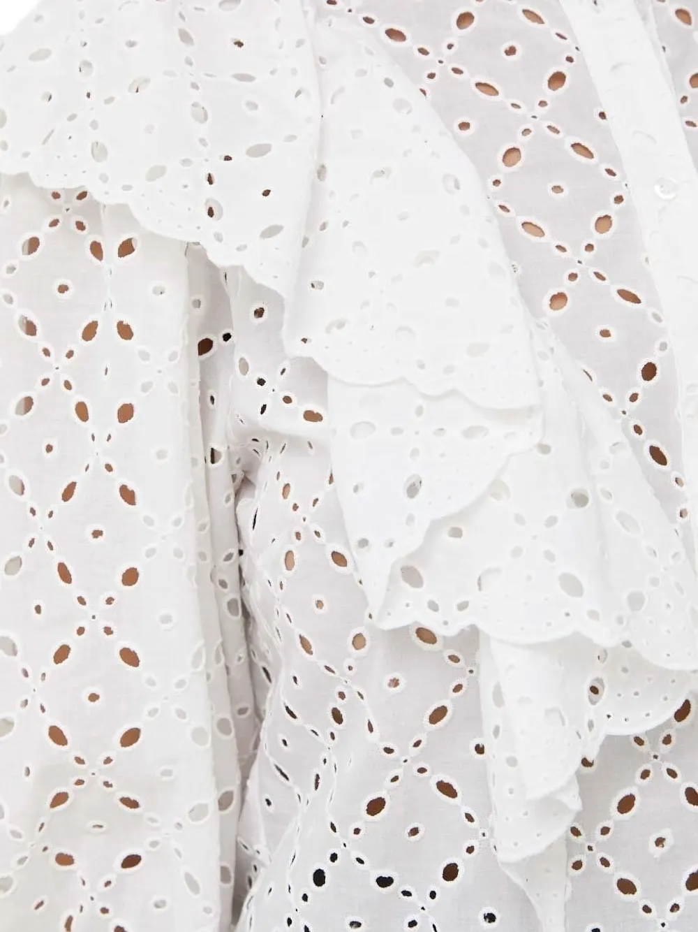 Notes Du Nord Honey Eyelet-embroidered Ruffle Blouse In White