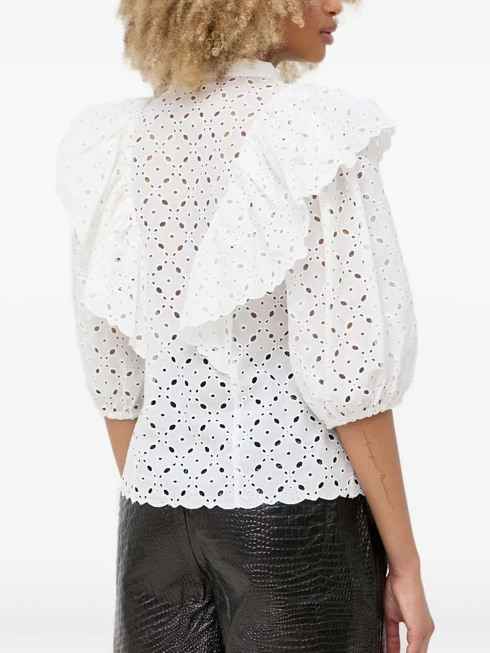 Notes du Nord Honey blouse met ruches en geborduurd ringlets - Wit