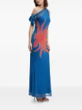 NEVER FULLY DRESSED one-shoulder flame-print maxi dress - Blue