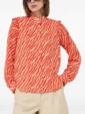 Notes du Nord zebra-print ruffled blouse - Orange