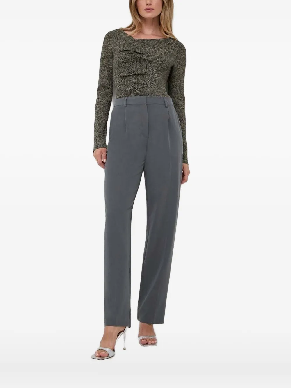 Notes Du Nord Ribbed Asymmetric-neck Knitwear In Gray