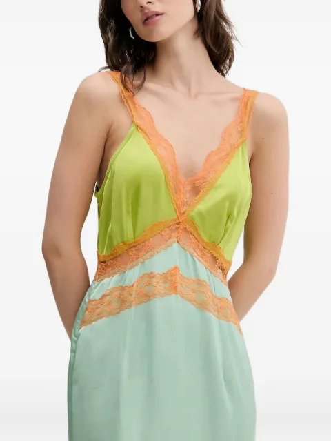NEVER FULLY DRESSED lace-insert slip midi dress
