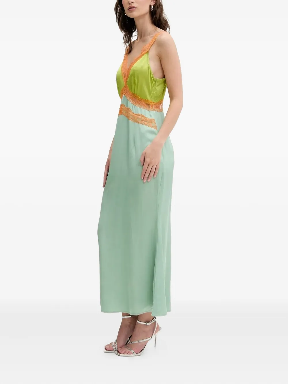 NEVER FULLY DRESSED Midi-jurk met kanten vlak Groen