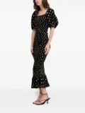 NEVER FULLY DRESSED puff-sleeve polka dot midi dress - Black
