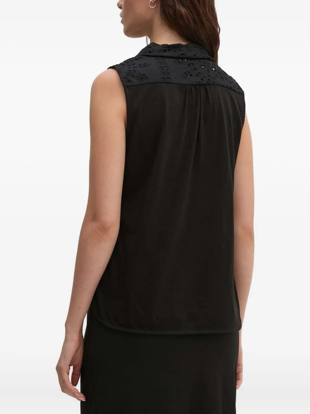 Sandro Ferrone Mouwloze blouse met borduurwerk - Zwart