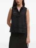 Sandro Ferrone eyelet-embroidered sleeveless blouse - Black