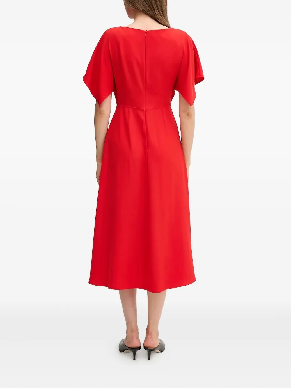 Sandro Ferrone flutter-sleeve midi dress Rood