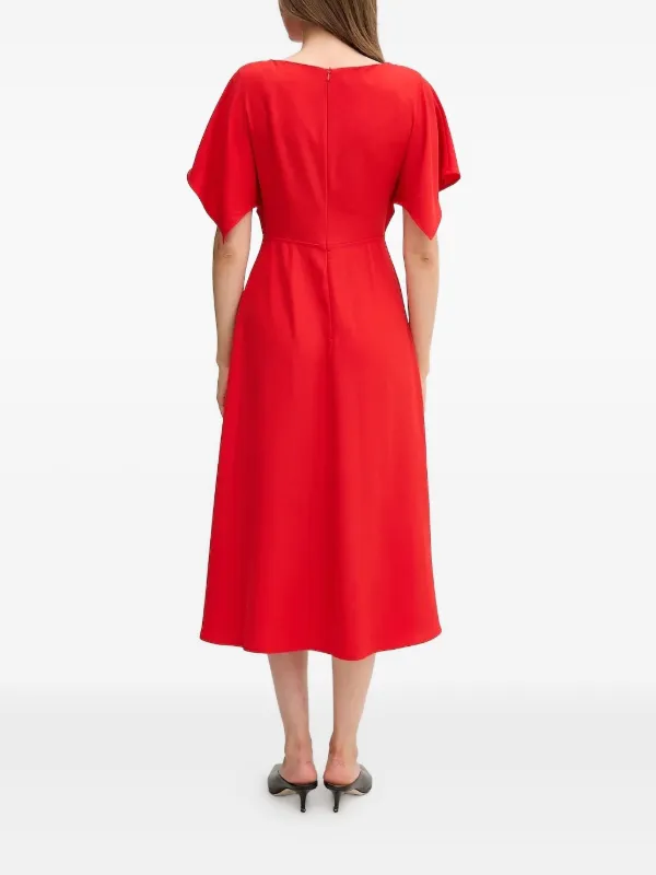 Sandro Ferrone flutter-sleeve Midi Dress | Red | FARFETCH GE