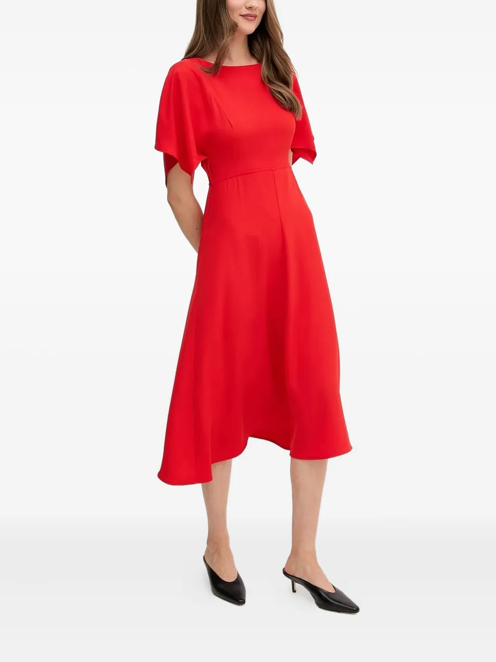 Sandro Ferrone flutter-sleeve midi dress Rood