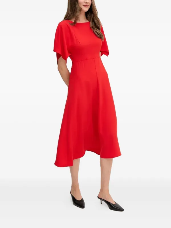 Sandro Ferrone Flutter-sleeve Midi Dress - Red Sandro Ferrone Flutter-sleeve Midi Dress - Red