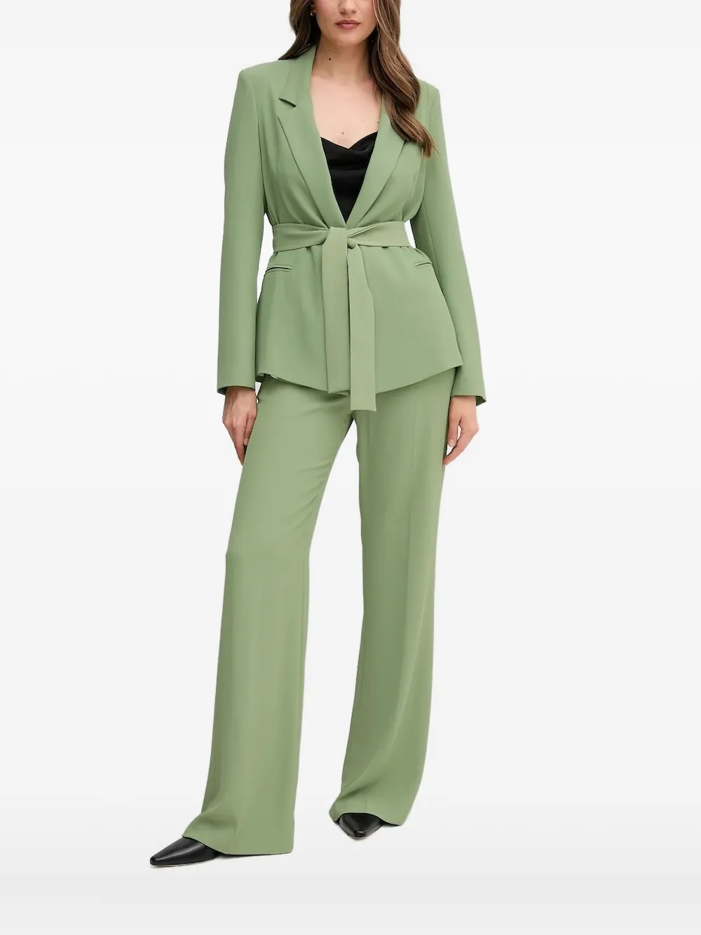 Sandro Ferrone belted notched-lapel top Groen