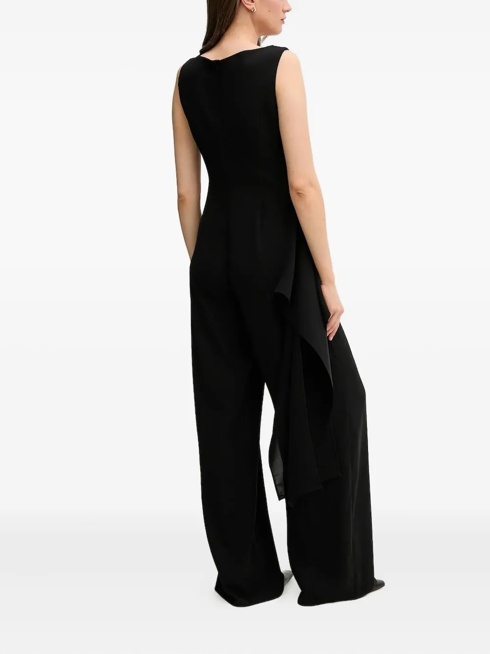 Sandro Ferrone Asymmetric Draped Jumpsuit In Black