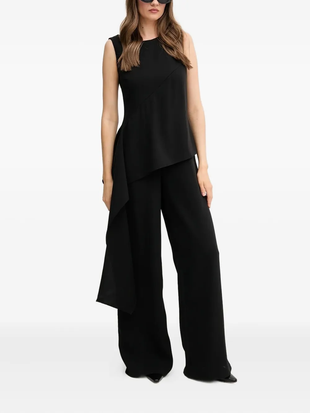 Sandro Ferrone Asymmetric Draped Jumpsuit In Black