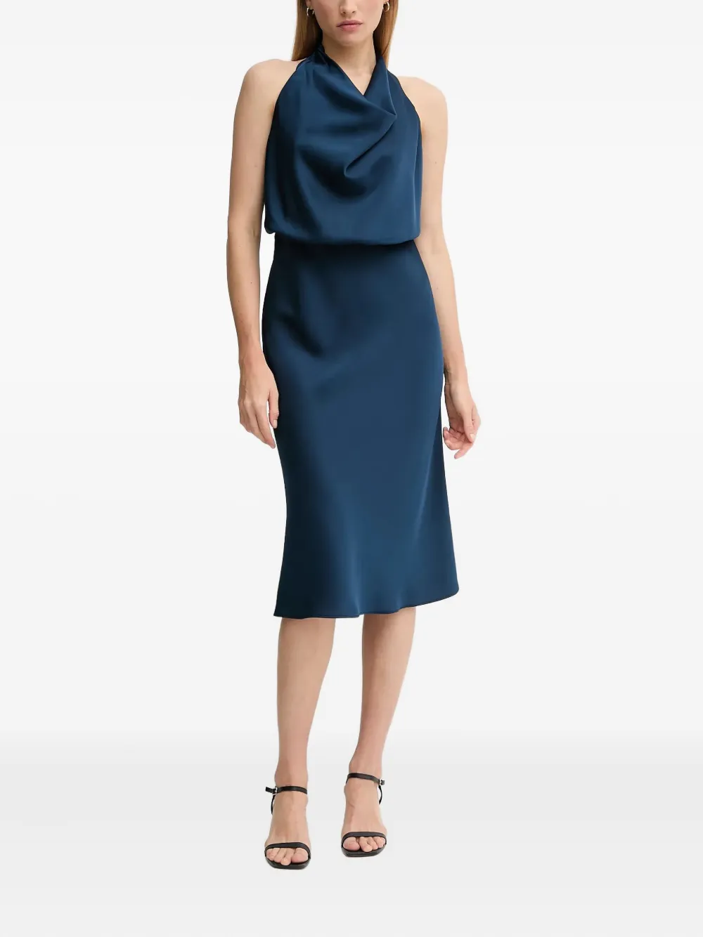 Sandro Ferrone vestido drapeado mini con cuello halter | azul | Image 1
