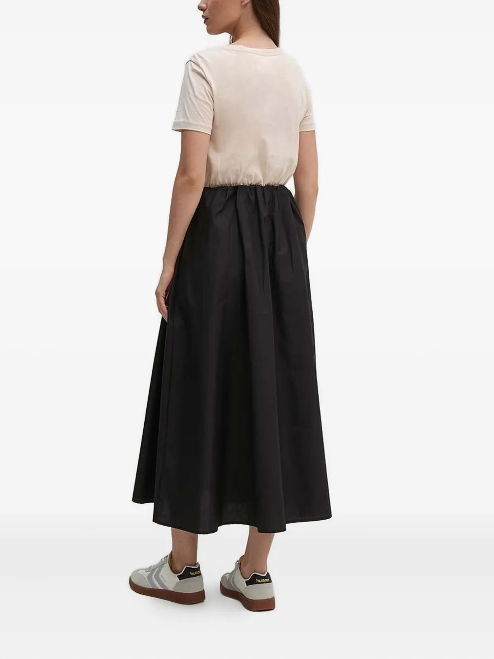 Sandro Ferrone Gesmockte midi-jurk met elastische taille - Zwart