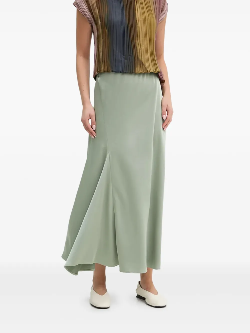 Sandro Ferrone Asymmetric-hem Satin Skirt In Multi