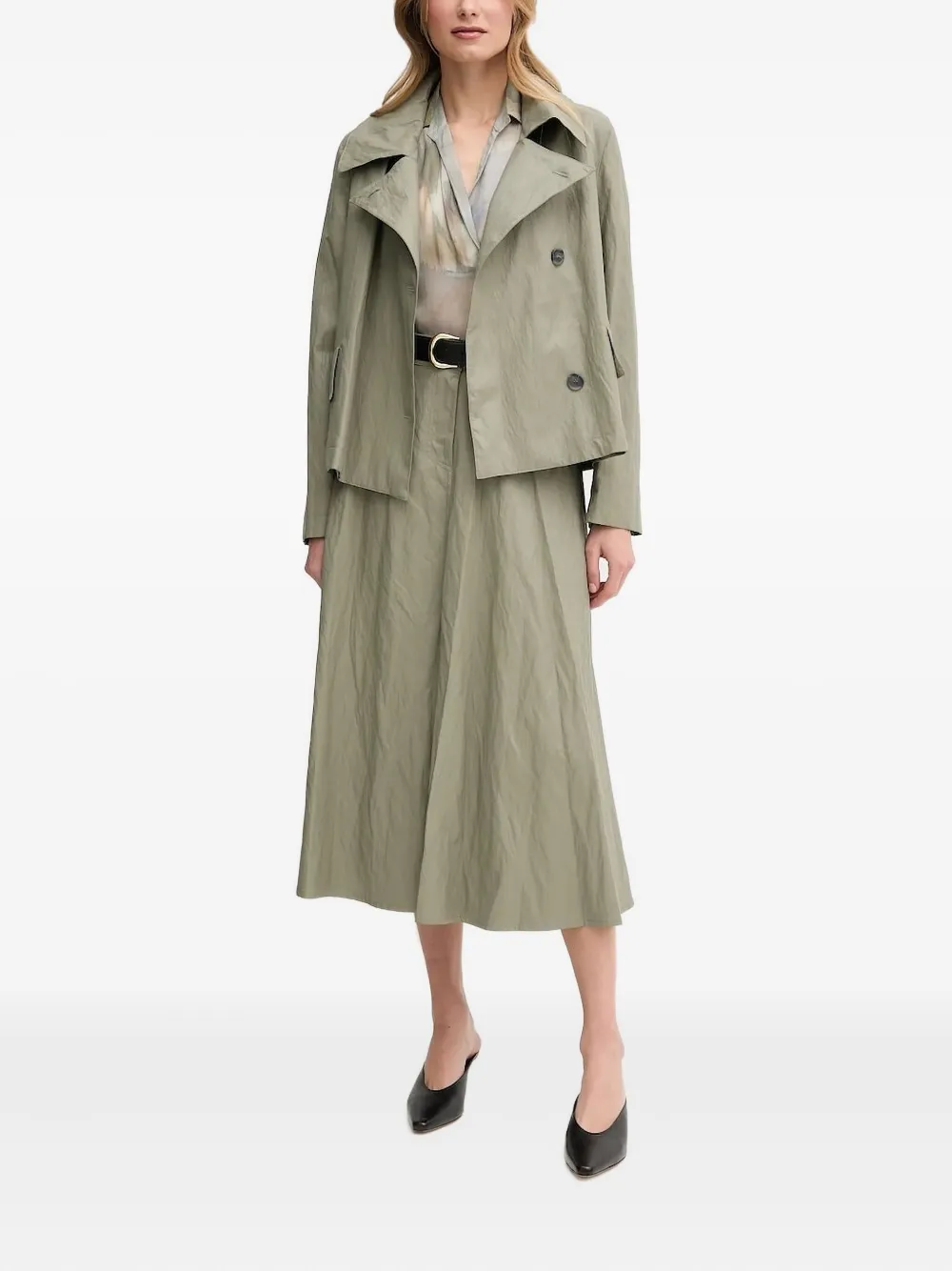 Sandro Ferrone Asymmetrical-fastening Button Coat In Green