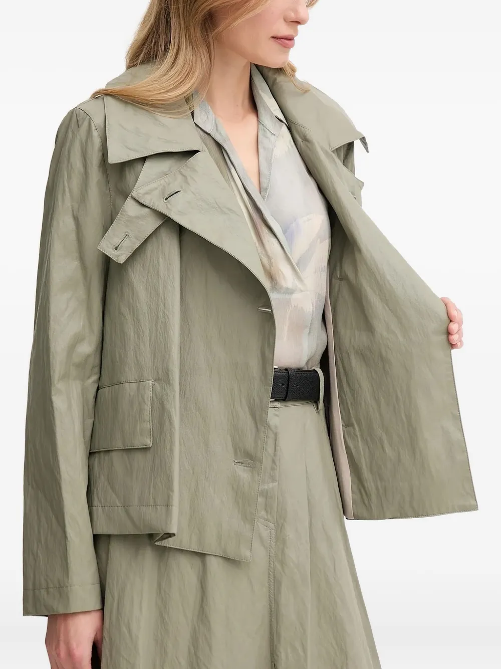 Sandro Ferrone Asymmetrical-fastening Button Coat In Green