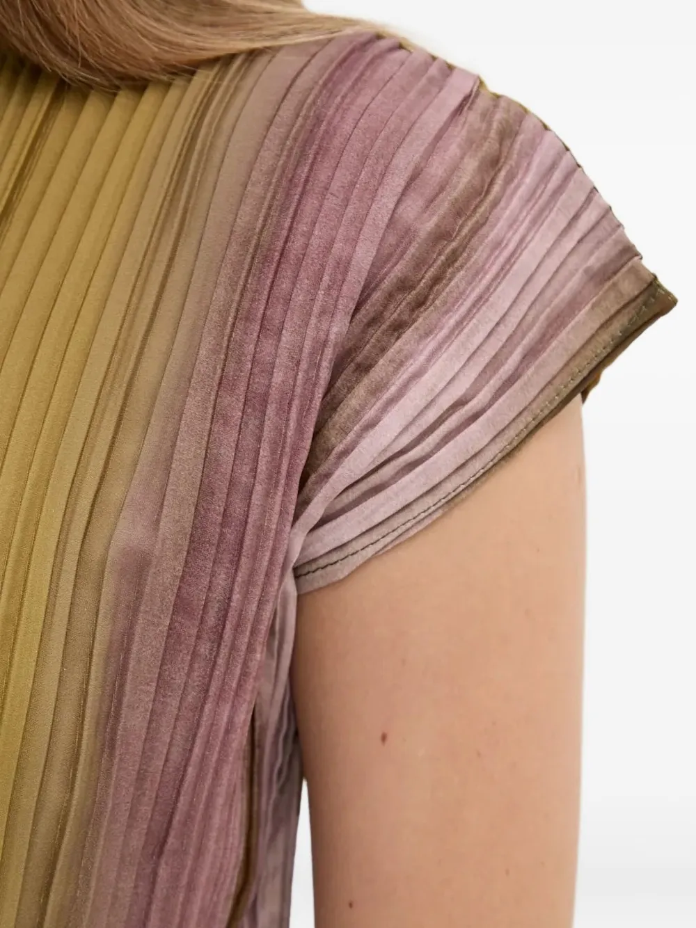 Sandro Ferrone Top met abstracte print en plooien Bruin