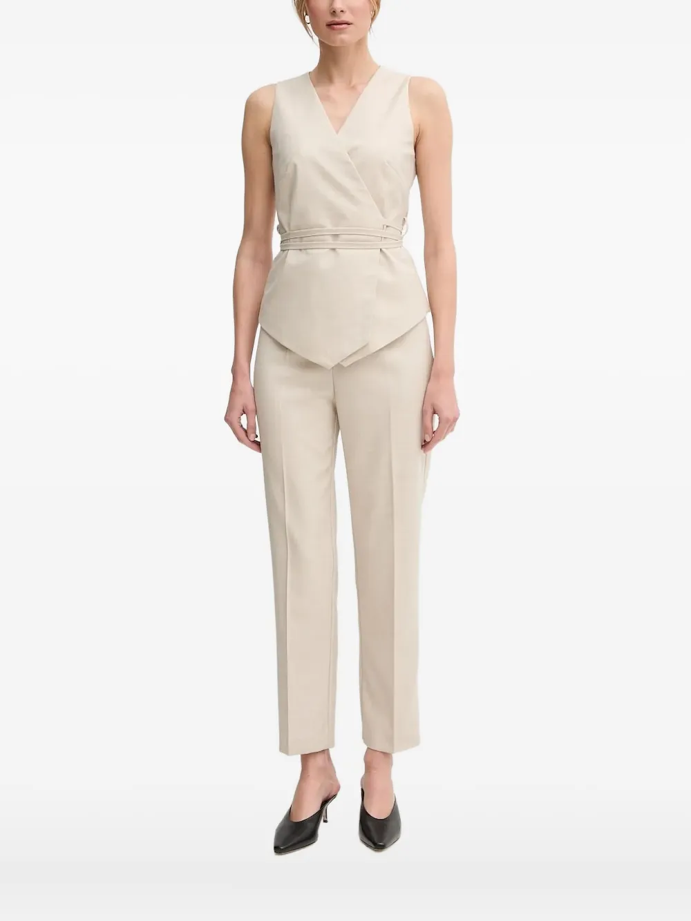 Sandro Ferrone wrap-effect sleeveless top Beige