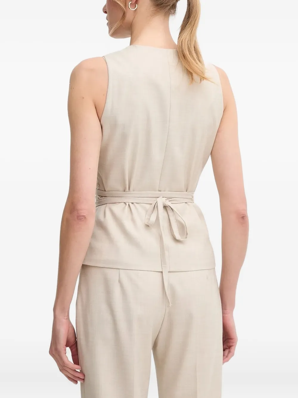 Sandro Ferrone wrap-effect sleeveless top Beige