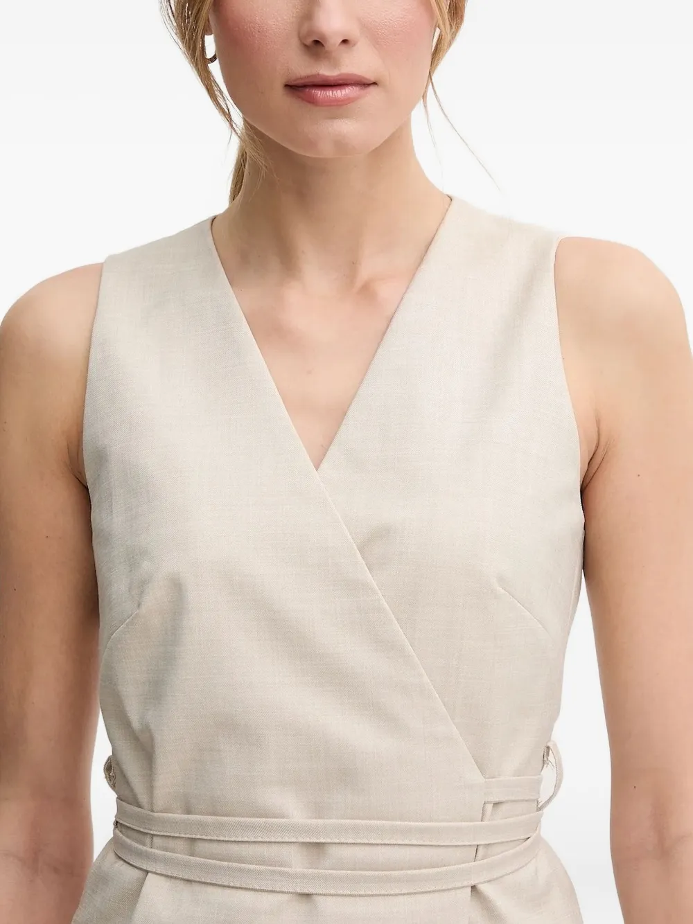 Sandro Ferrone wrap-effect sleeveless top Beige