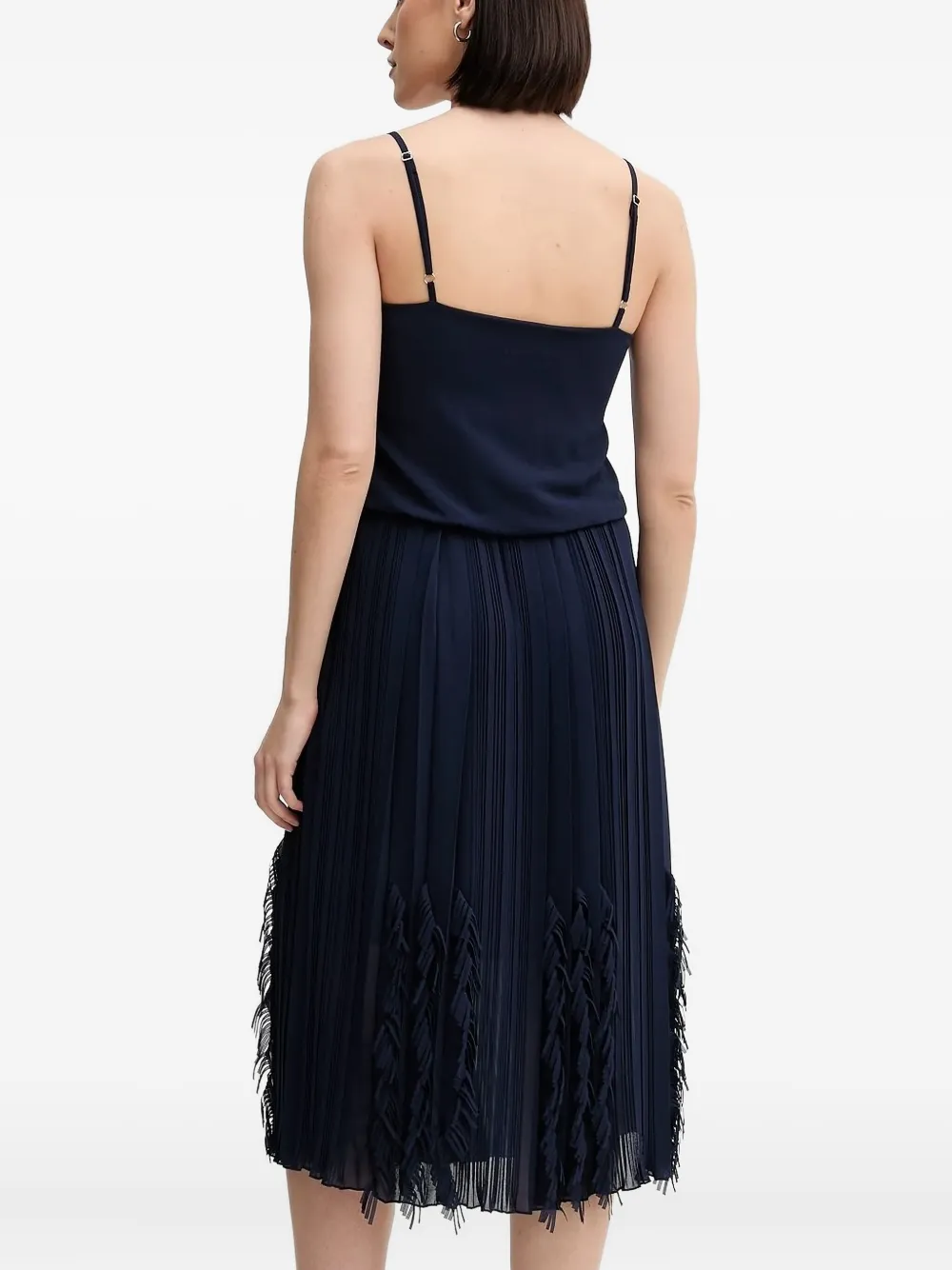 Sandro Ferrone ruffle-hem midi dress Blauw
