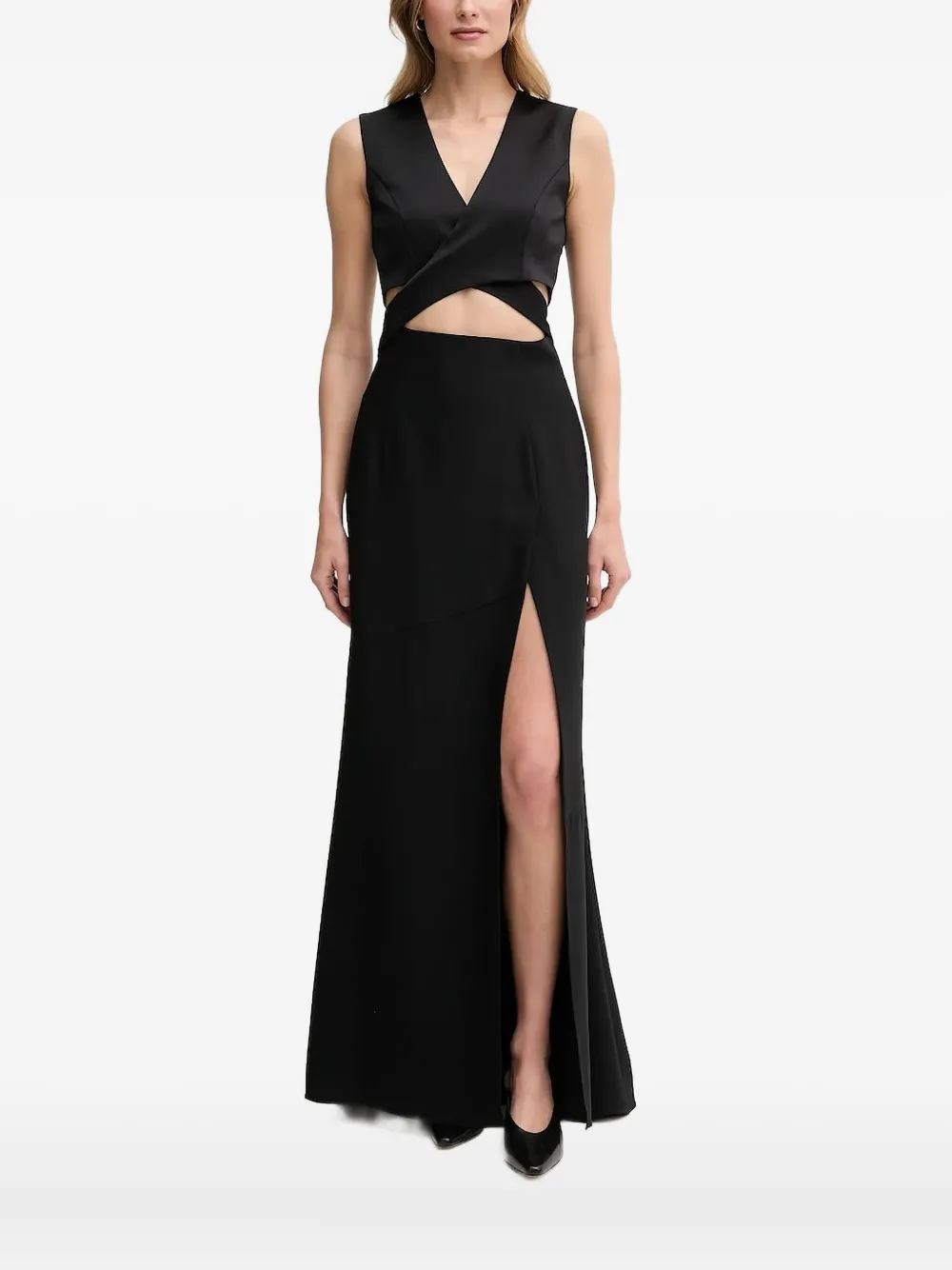 Sandro Ferrone cut-out V-neck maxi dress - Nero