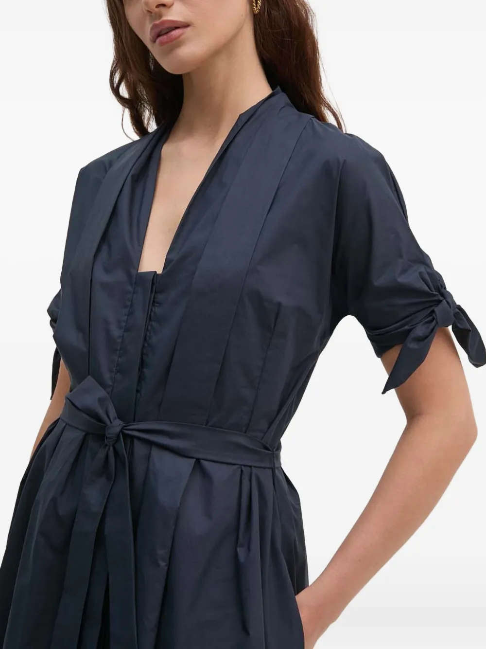 Sandro Ferrone Belted Midi Dress In Blue