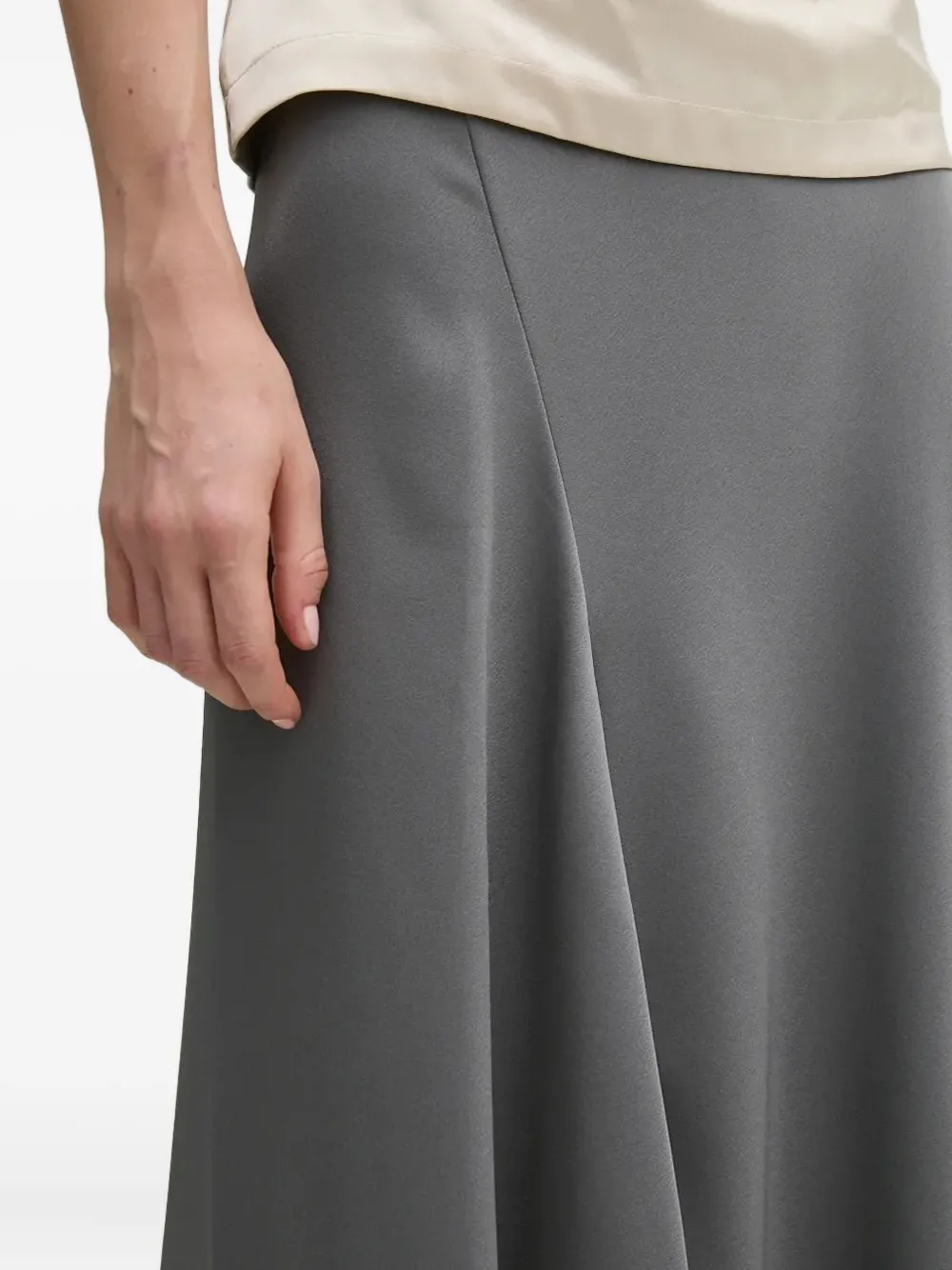 Sandro Ferrone Satin Midi A-line Skirt In Gray