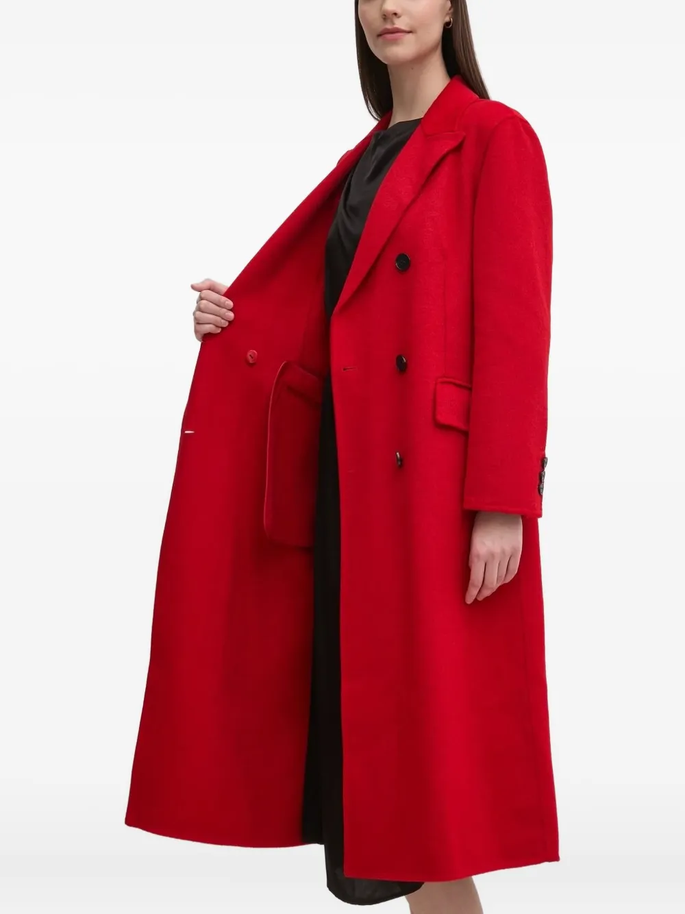 Pedro Del Hierro Buttoned Double-breasted Coat In Red