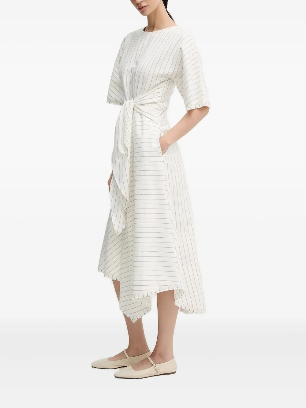 Pedro Del Hierro pinstripe tie-front dress - Wit