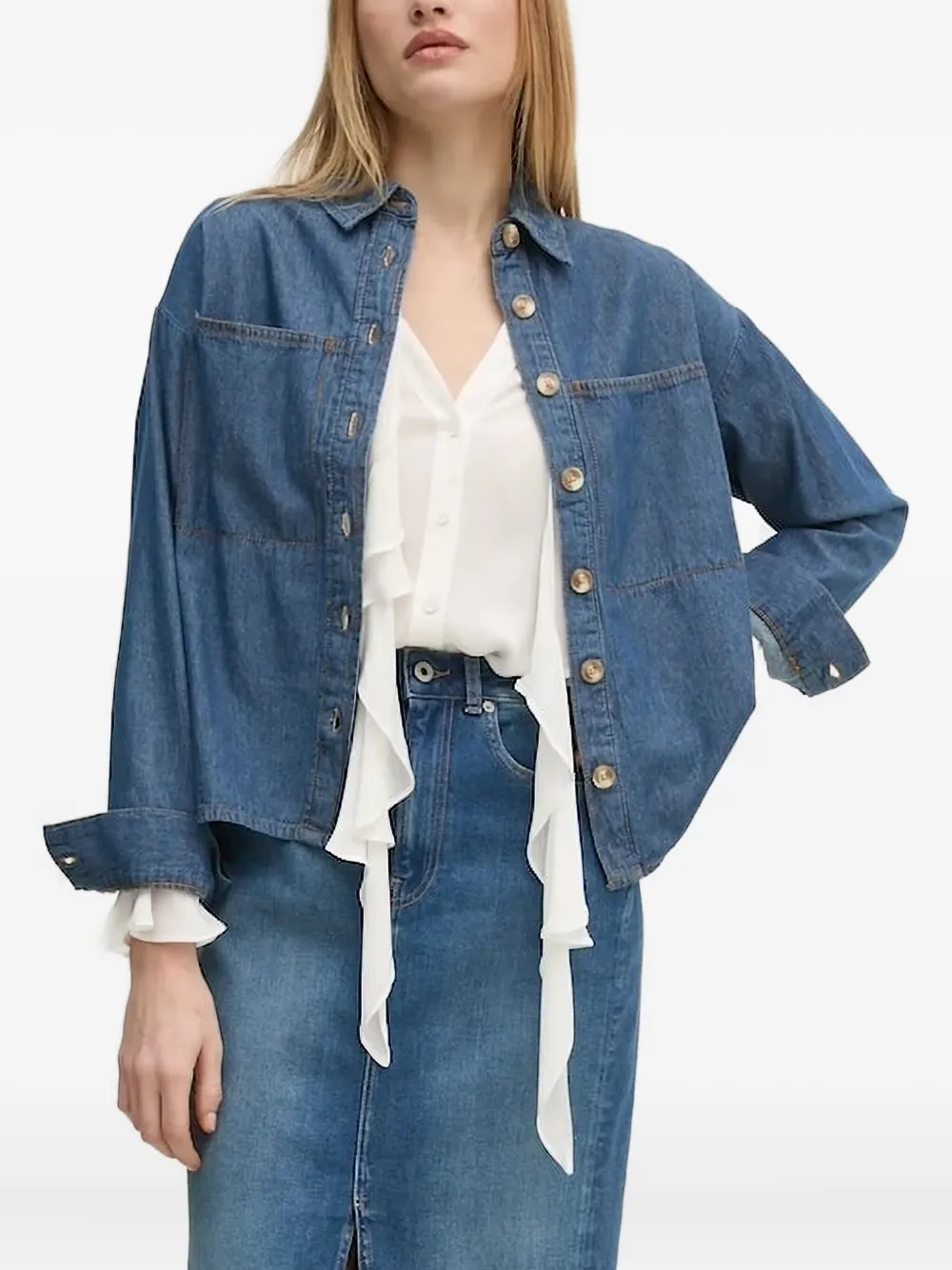 Pedro Del Hierro Patch-pocket Denim Shirt In Blue
