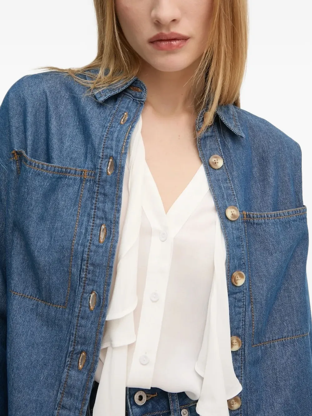  Pedro Del Hierro Patch-pocket Denim Shirt - Blue 