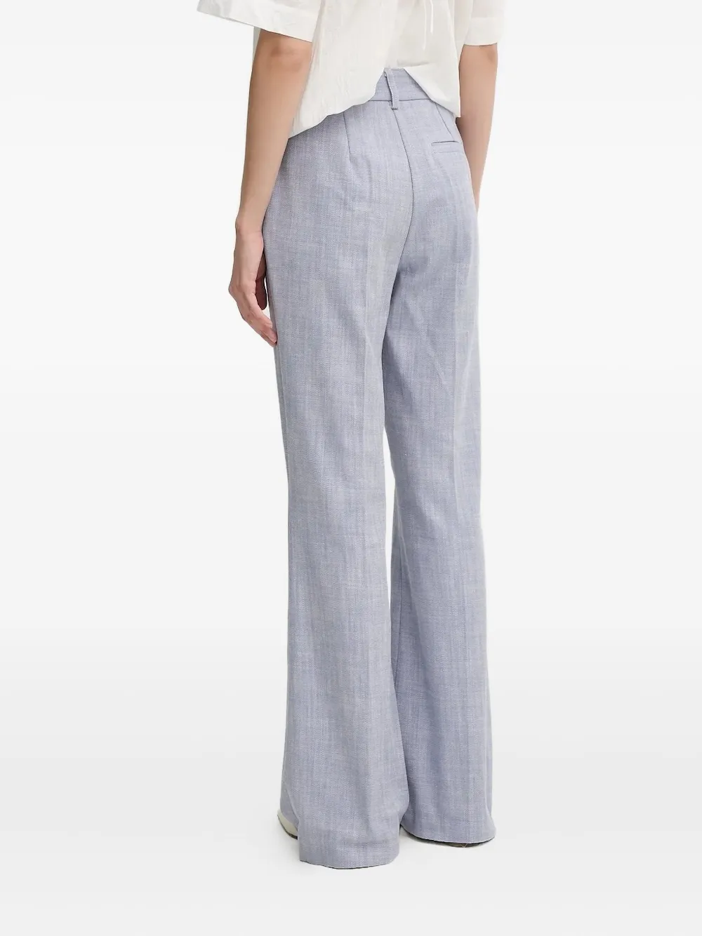 Pedro Del Hierro Textured Flared Trousers In Blue