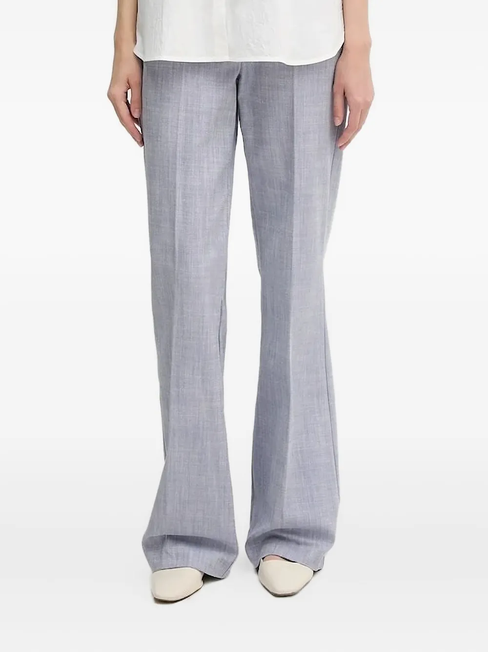 Pedro Del Hierro Textured Flared Trousers In Blue