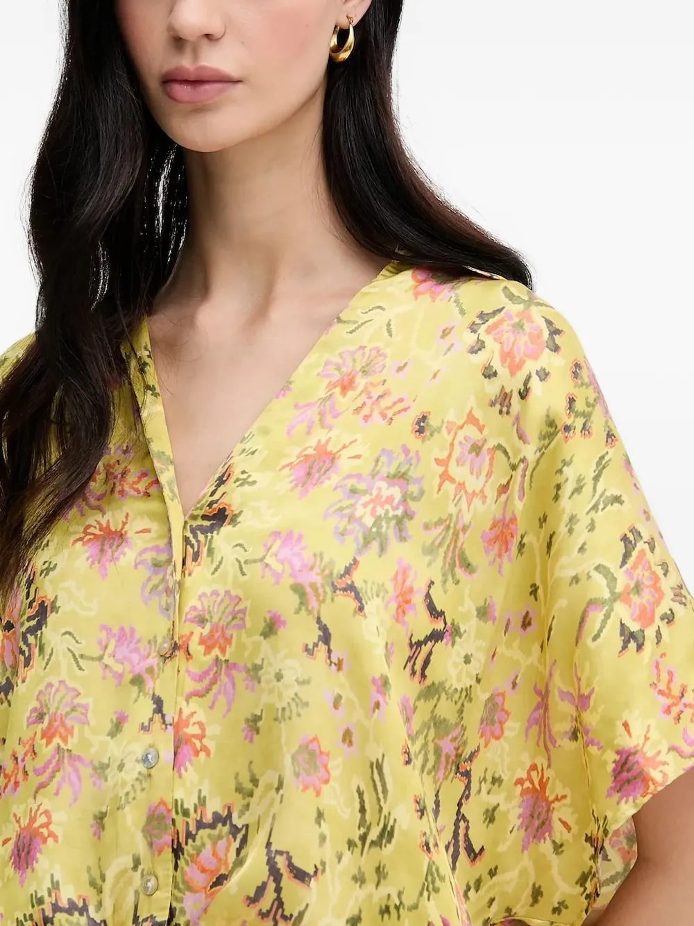 Pedro Del Hierro Floral-print Button-fastening Top In Yellow