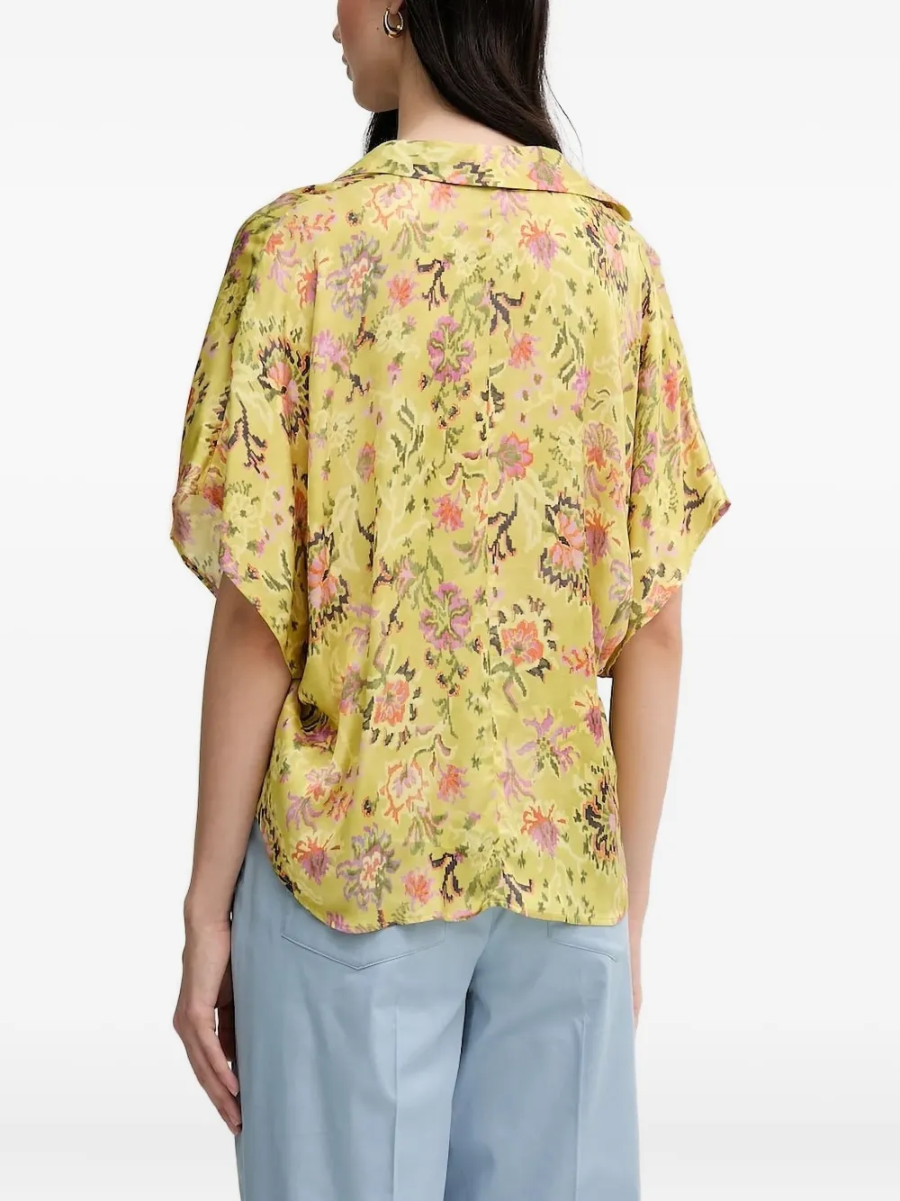 Pedro Del Hierro Top met knoopsluiting en bloemenprint - Geel