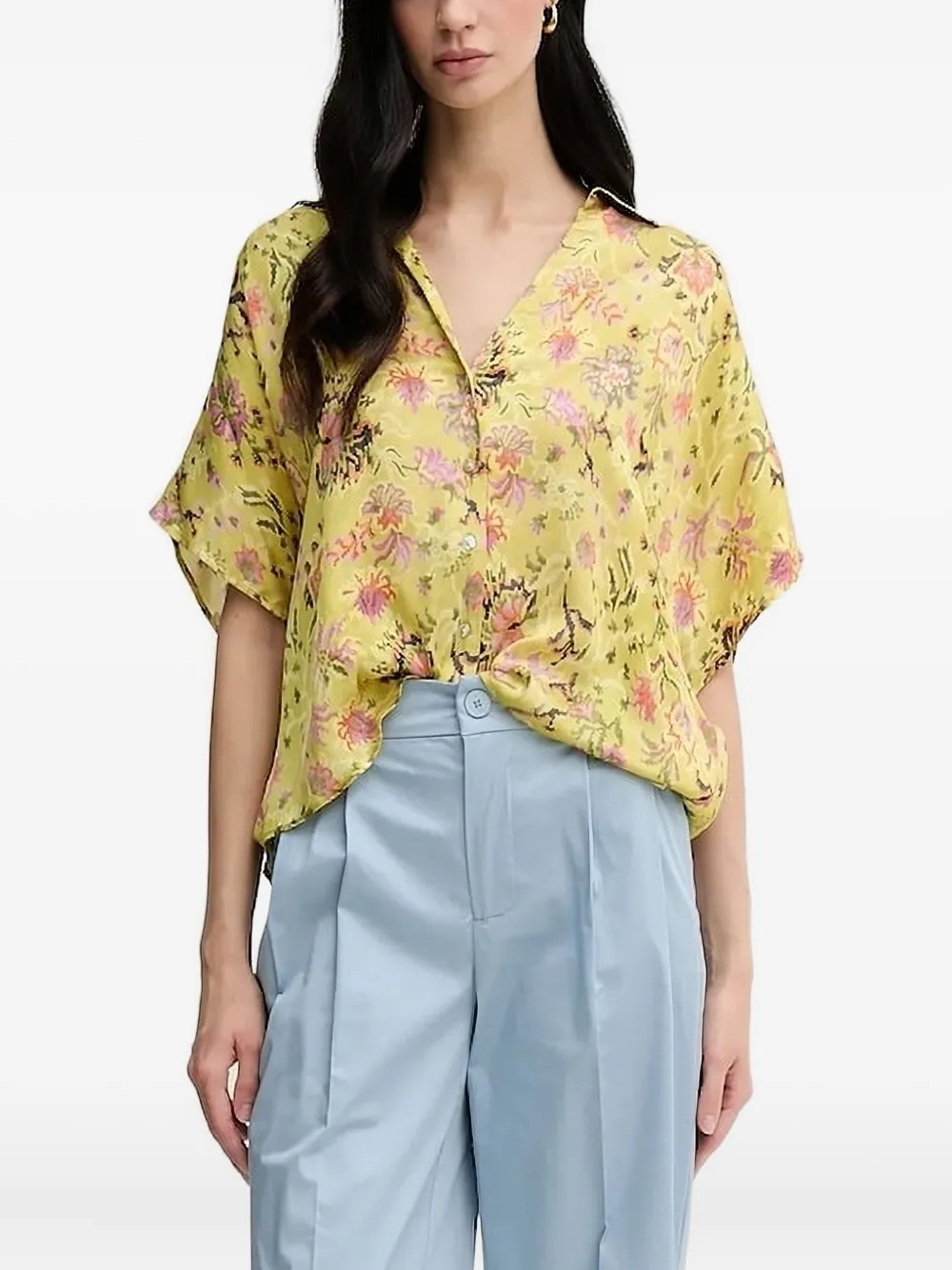 Pedro Del Hierro floral-print button-fastening top - イエロー Pedro Del Hierro floral-print button-fastening top - イエロー